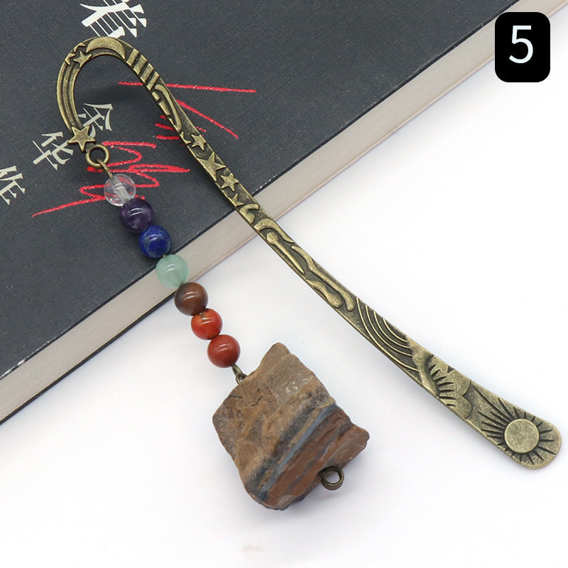 892-Original stone bookmark book mark natural crystal agate stone colorful stone original stone bookmark book clip