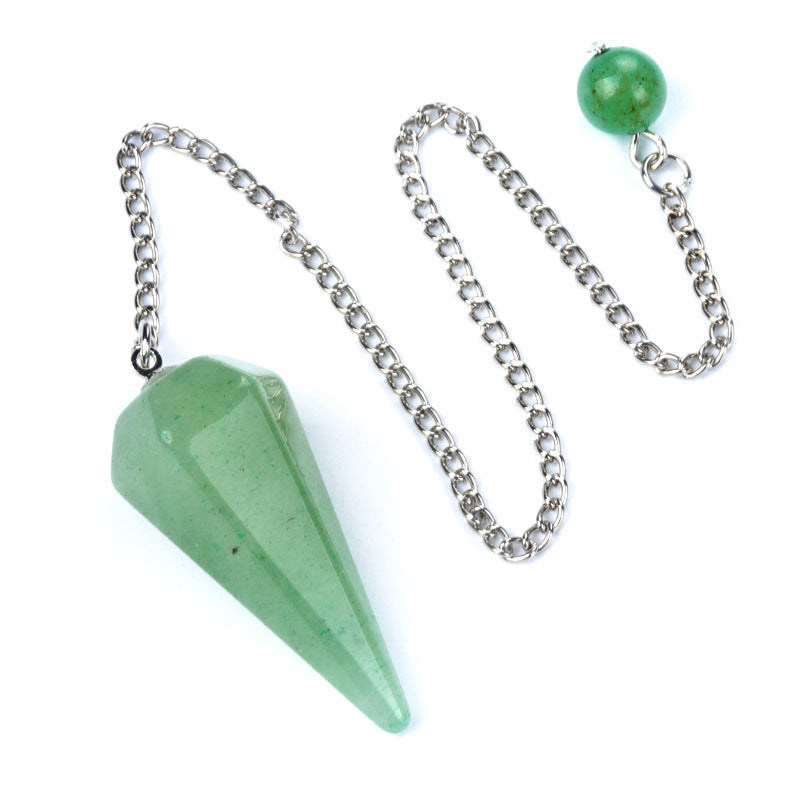 1749-38mm pendulum natural crystal stone pendulum polished hexagonal column pendant diy cross-border supply wholesale