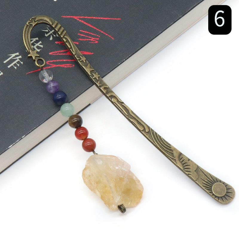 892-Original stone bookmark book mark natural crystal agate stone colorful stone original stone bookmark book clip