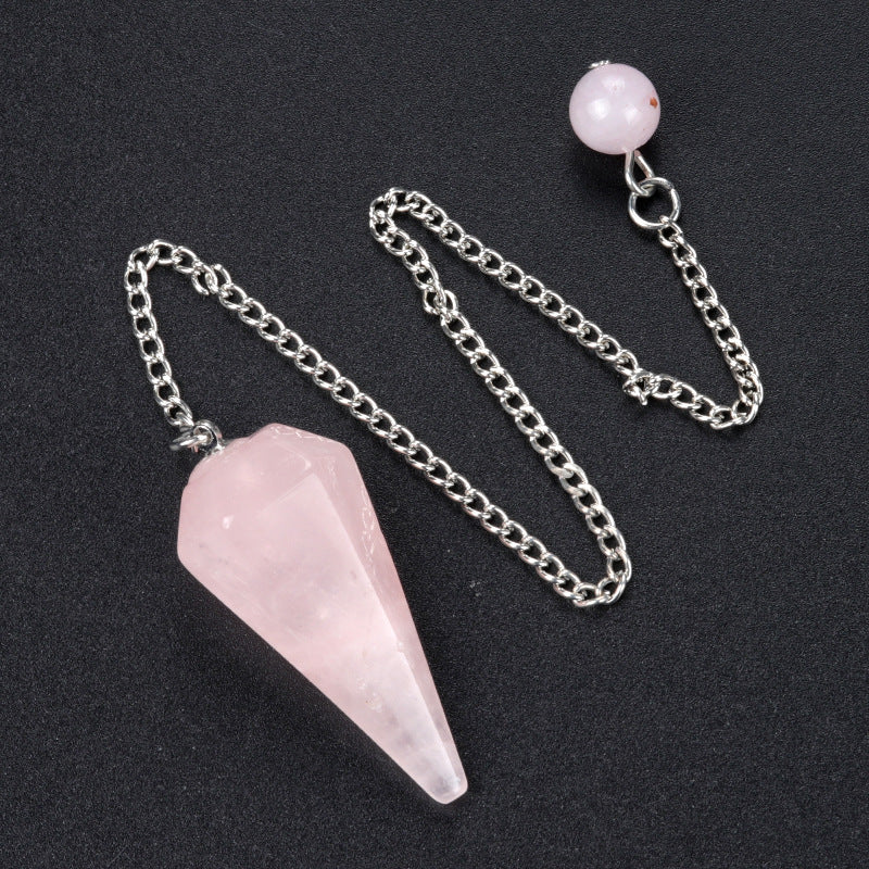 1749-38mm pendulum natural crystal stone pendulum polished hexagonal column pendant diy cross-border supply wholesale