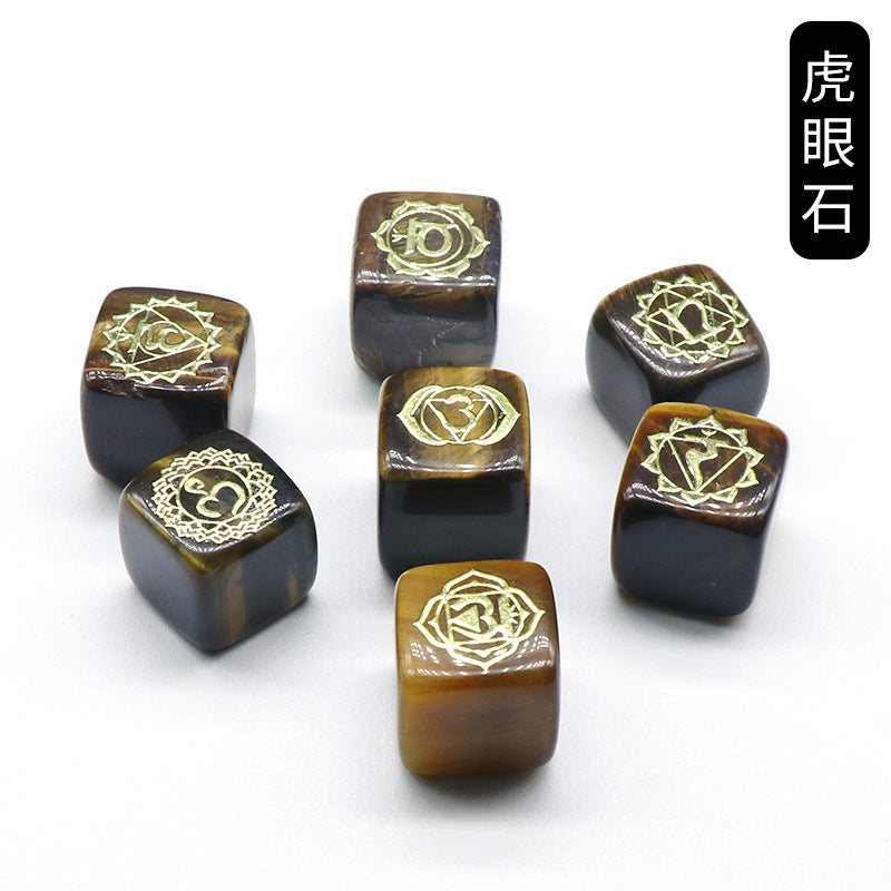 1343-Colorful square symbol model Natural crystal agate stone set 7 irregular squares Factory direct sales