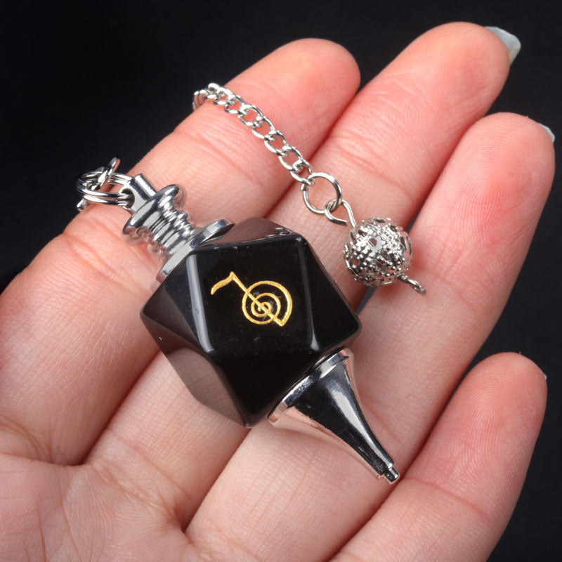 1758 - Cho Ku Rei Power Symbol Pendulum, Amethyst Energy Symbol Hypnosis Healing Pendulum Pendant