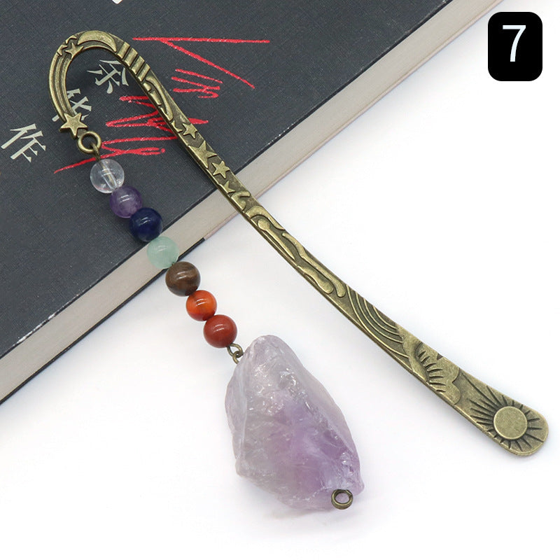 892-Original stone bookmark book mark natural crystal agate stone colorful stone original stone bookmark book clip