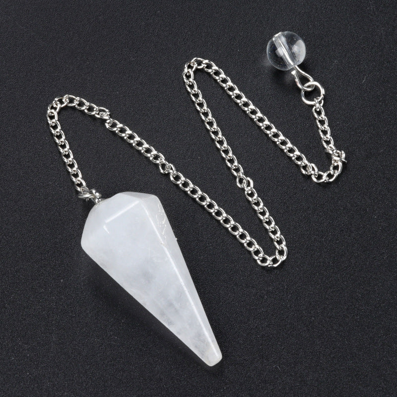 1749-38mm pendulum natural crystal stone pendulum polished hexagonal column pendant diy cross-border supply wholesale