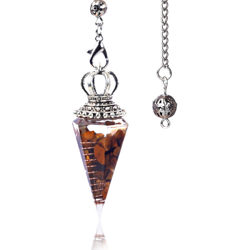 1645 - Soul Pendulum Crystal Chip Resin Pendulum, Hexagonal Prism Chakra Pendulum, Cross-Border Jewelry