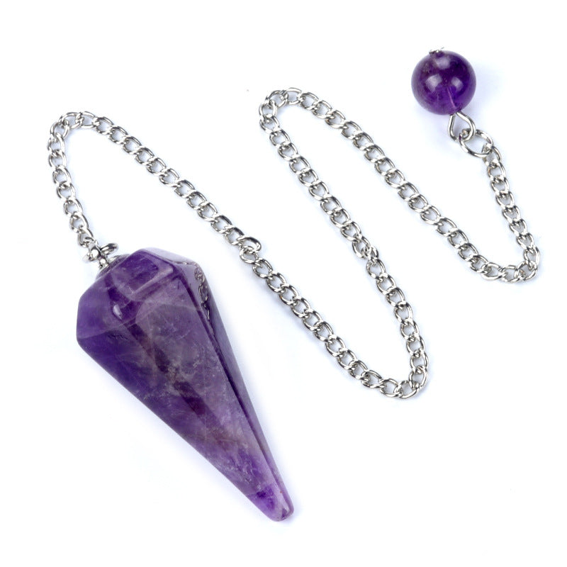 1749-38mm pendulum natural crystal stone pendulum polished hexagonal column pendant diy cross-border supply wholesale