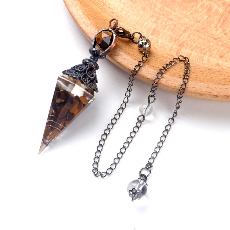 1630 - Resin Crystal Chip Pendulum, Crystal Agate Epoxy Hexagonal Prism Pendant, European & American Cross-Border Trade