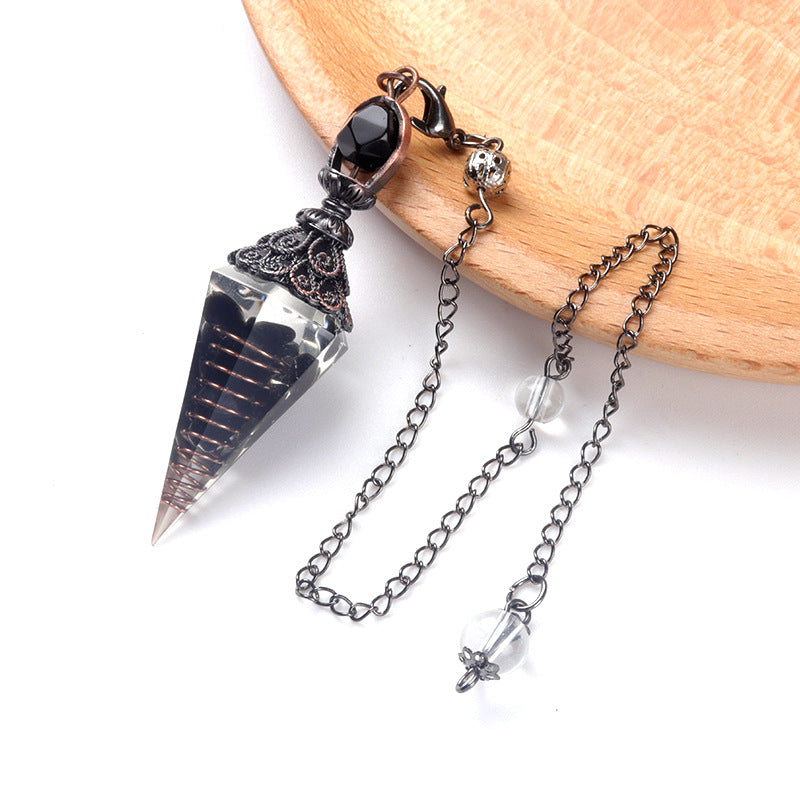 1630 - Resin Crystal Chip Pendulum, Crystal Agate Epoxy Hexagonal Prism Pendant, European & American Cross-Border Trade