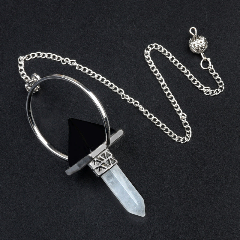 1925-White Crystal Column Pyramid Hexagonal Column Pendulum Pendant Energy Amplifier Pendant