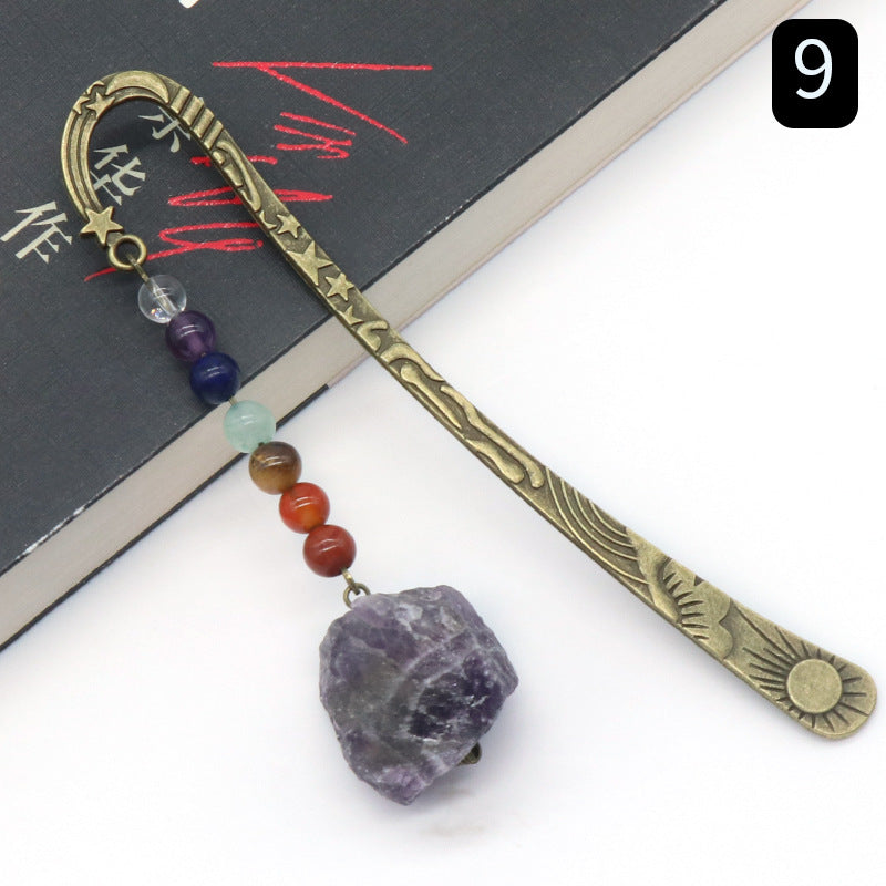 892-Original stone bookmark book mark natural crystal agate stone colorful stone original stone bookmark book clip