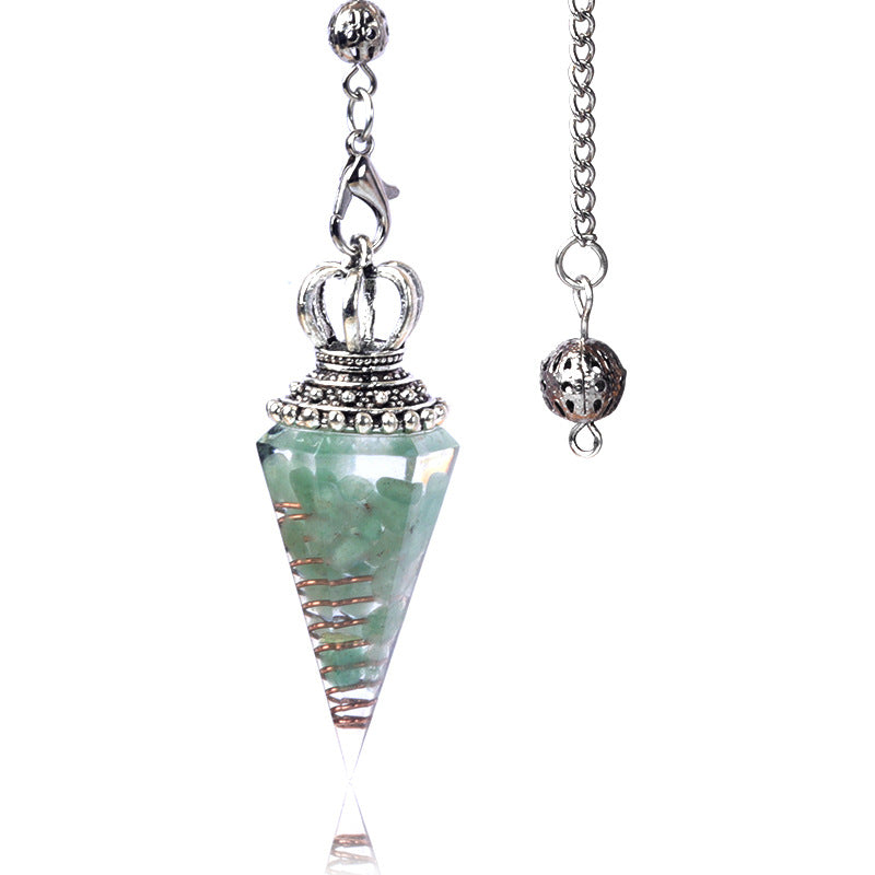 1645 - Soul Pendulum Crystal Chip Resin Pendulum, Hexagonal Prism Chakra Pendulum, Cross-Border Jewelry