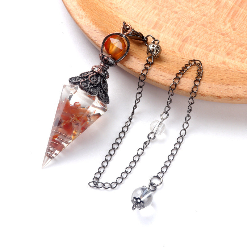 1630 - Resin Crystal Chip Pendulum, Crystal Agate Epoxy Hexagonal Prism Pendant, European & American Cross-Border Trade