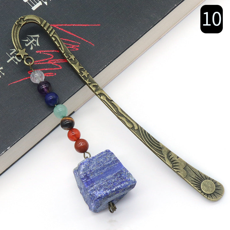 892-Original stone bookmark book mark natural crystal agate stone colorful stone original stone bookmark book clip