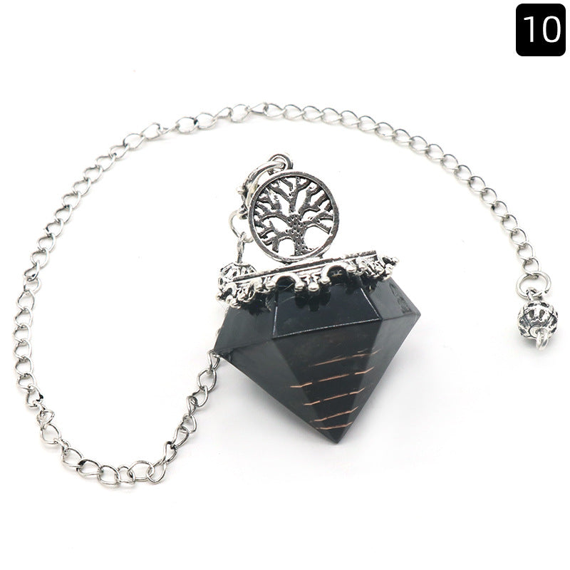 1413 - Diamond Shape Pendulum, Natural Crystal Agate Resin Chip Diamond Shape Pendulum