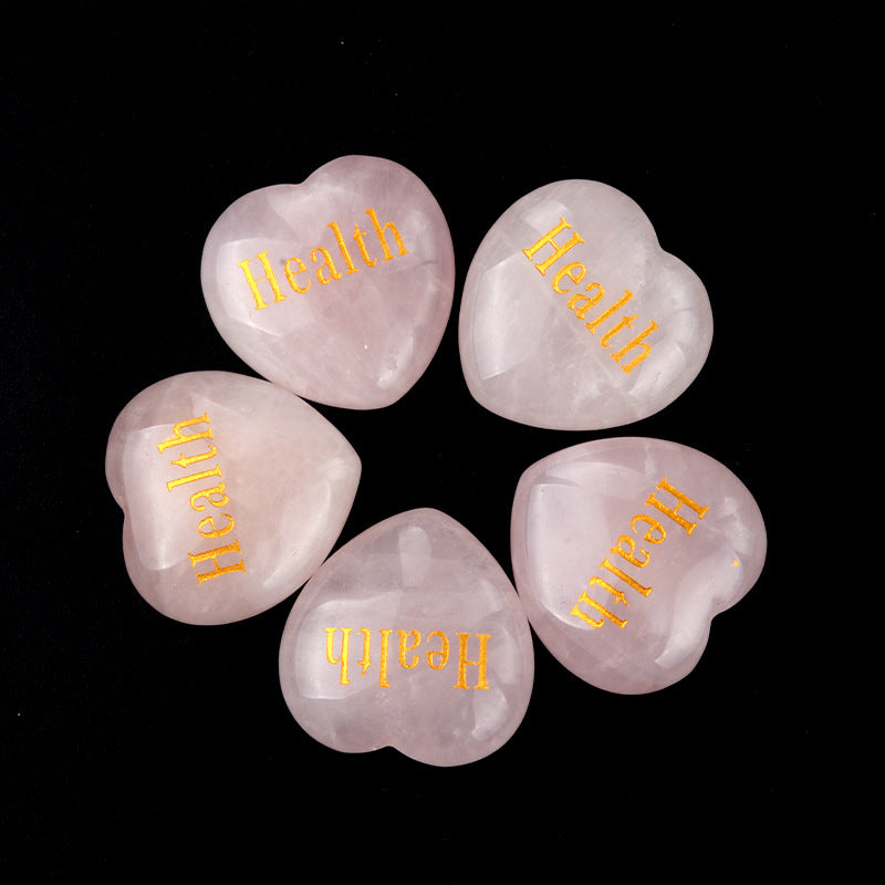 1684-Inspirational Stones Natural Pink Crystal Power Stone 30mm Love Inspiration Stone 15 Words