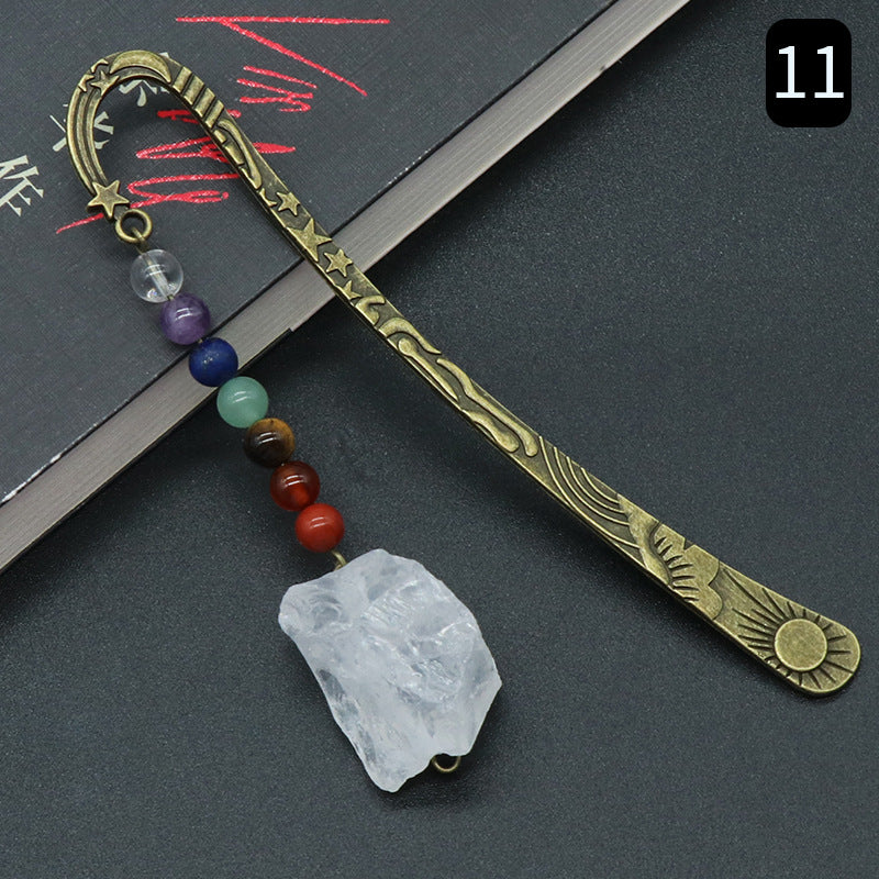 892-Original stone bookmark book mark natural crystal agate stone colorful stone original stone bookmark book clip