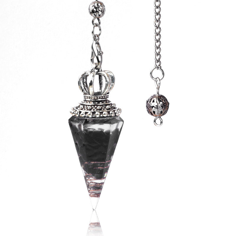 1645 - Soul Pendulum Crystal Chip Resin Pendulum, Hexagonal Prism Chakra Pendulum, Cross-Border Jewelry