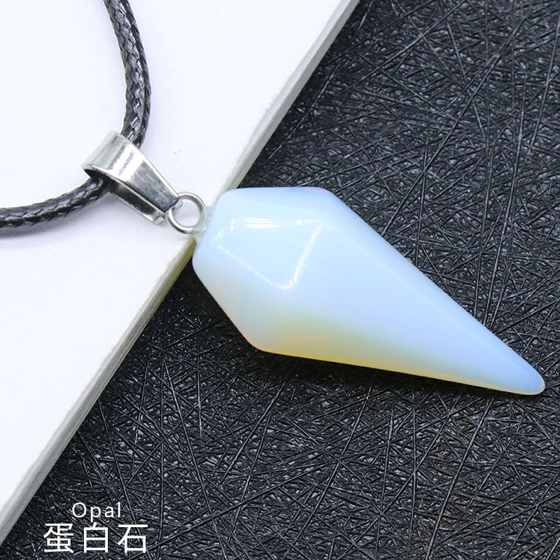 748-Natural Crystal Pendant Hexagonal Prism Conical Six-Sided Rhombus Pendulum