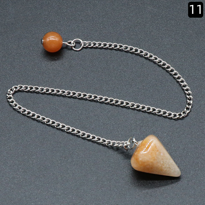 1295-Hexagonal Prism Rose Quartz Tiger Eye Pendulum, Natural Agate Crystal Gemstone Cone Pendant, DIY Crystal Pendant