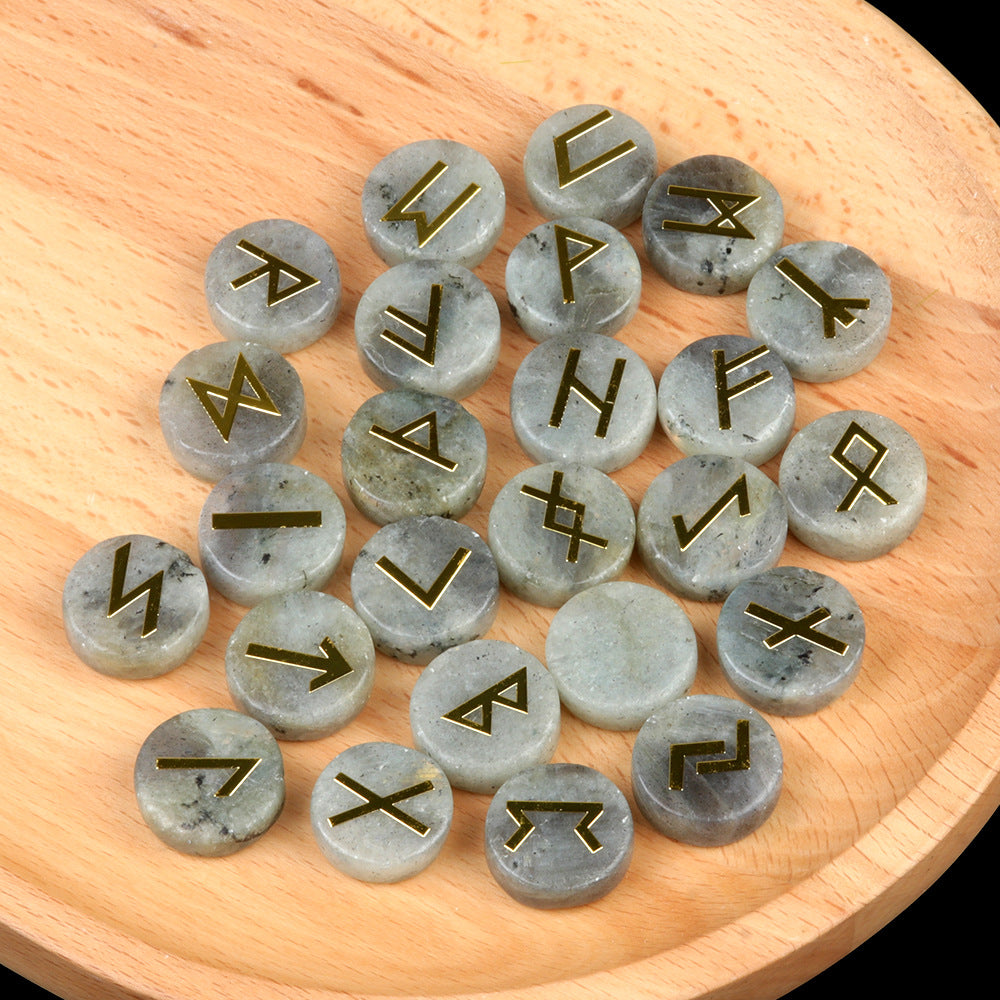 1662-25 pieces per pack Runes natural crystal agate rune letter disc set Nordic Germanic