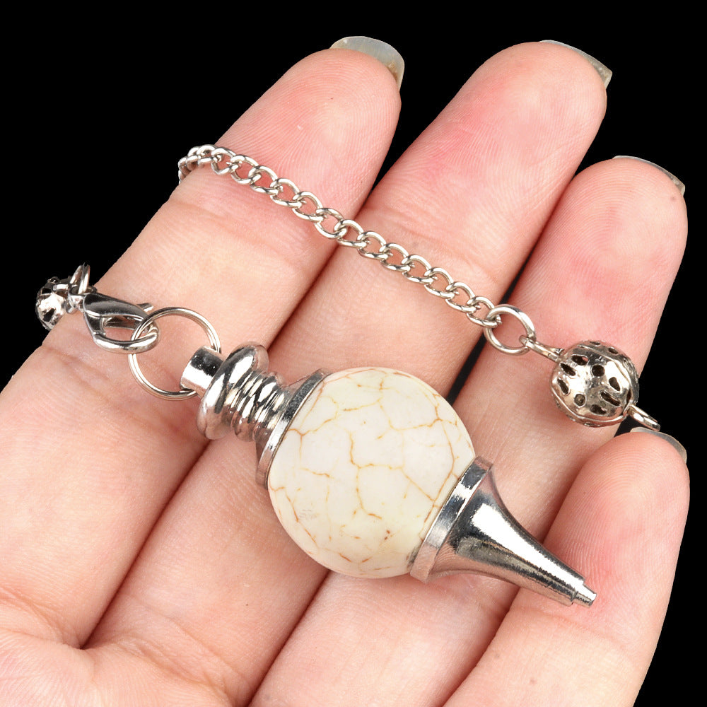 1764 - Natural Crystal Agate Semi-Precious Stone Sphere Pendulum Pendant, Detachable Three-Piece Set Pendulum Pendant Necklace