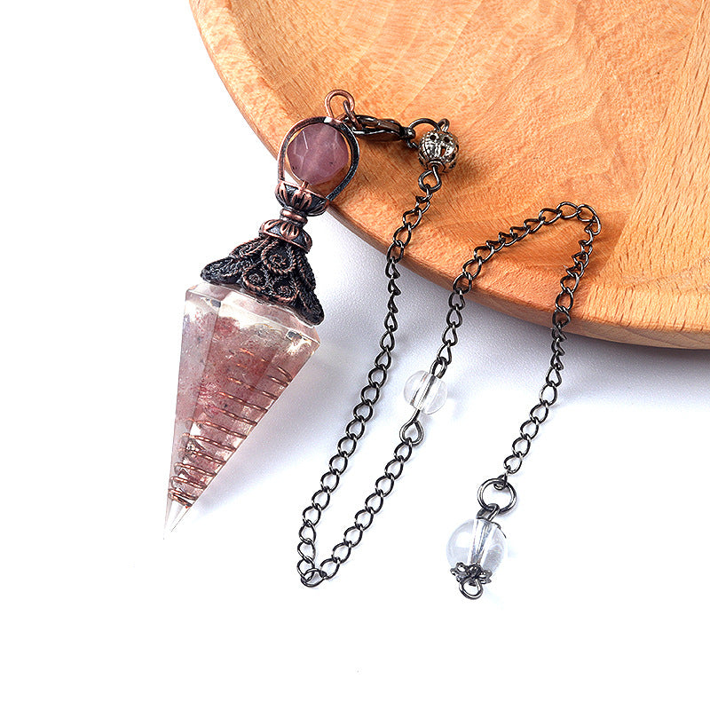 1630 - Resin Crystal Chip Pendulum, Crystal Agate Epoxy Hexagonal Prism Pendant, European & American Cross-Border Trade