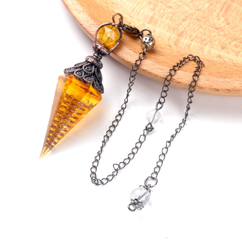 1630 - Resin Crystal Chip Pendulum, Crystal Agate Epoxy Hexagonal Prism Pendant, European & American Cross-Border Trade