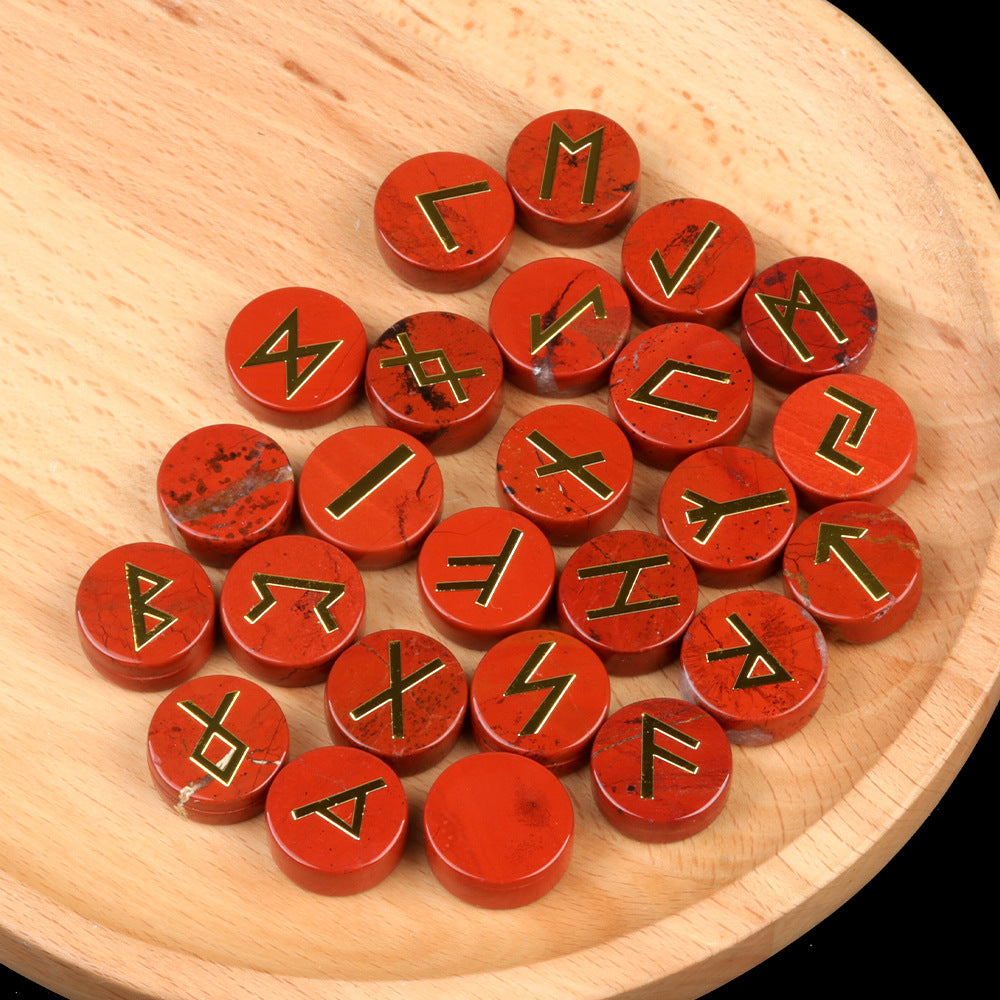 1662-25 pieces per pack Runes natural crystal agate rune letter disc set Nordic Germanic