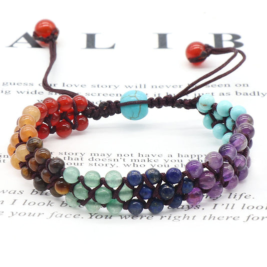 1168-Natural crystal agate colorful braided bracelet Chakra bracelet Cross-border foreign trade jewelry bracelet