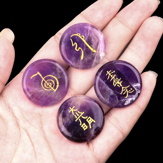 1553-Reiki Great Light Reiki Symbol Amethyst Agate Stone Power Balance Enhancement Healing