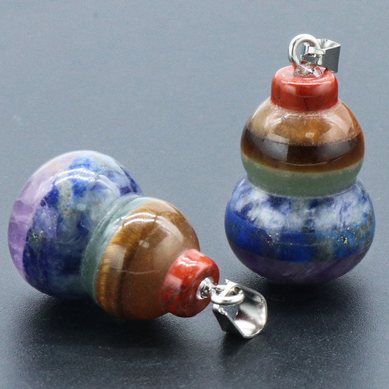 1268-Colorful Stone Natural Crystal Semi-precious Stone Small Gourd Pendant Splicing Colored Stone Necklace Wholesale