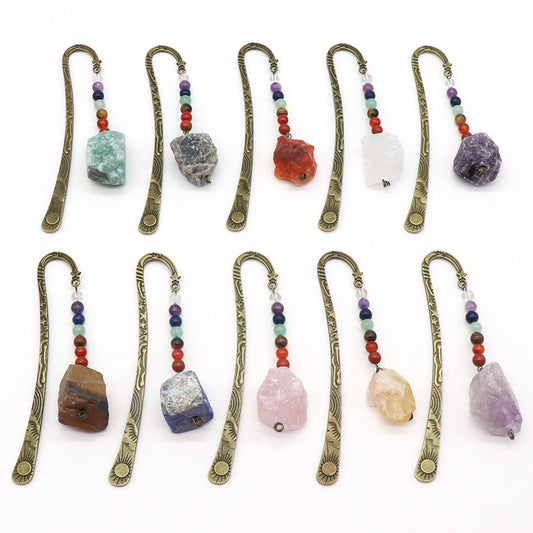 892-Original stone bookmark book mark natural crystal agate stone colorful stone original stone bookmark book clip