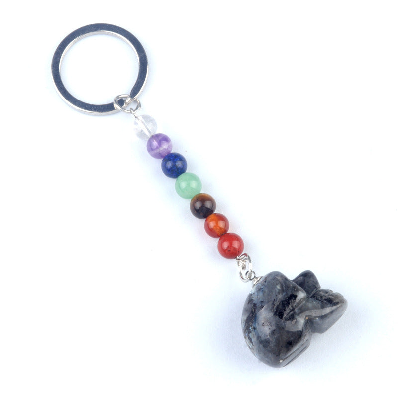 1470-Natural crystal agate skull keychain pendant carved ghost head about 1 inch small skull Halloween