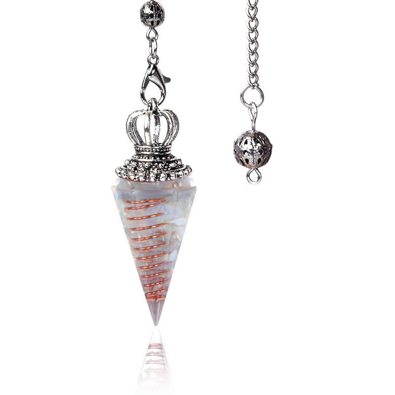 1645 - Soul Pendulum Crystal Chip Resin Pendulum, Hexagonal Prism Chakra Pendulum, Cross-Border Jewelry