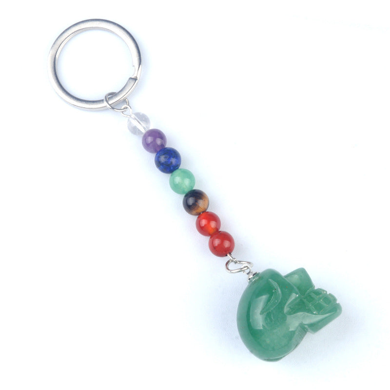 1470-Natural crystal agate skull keychain pendant carved ghost head about 1 inch small skull Halloween