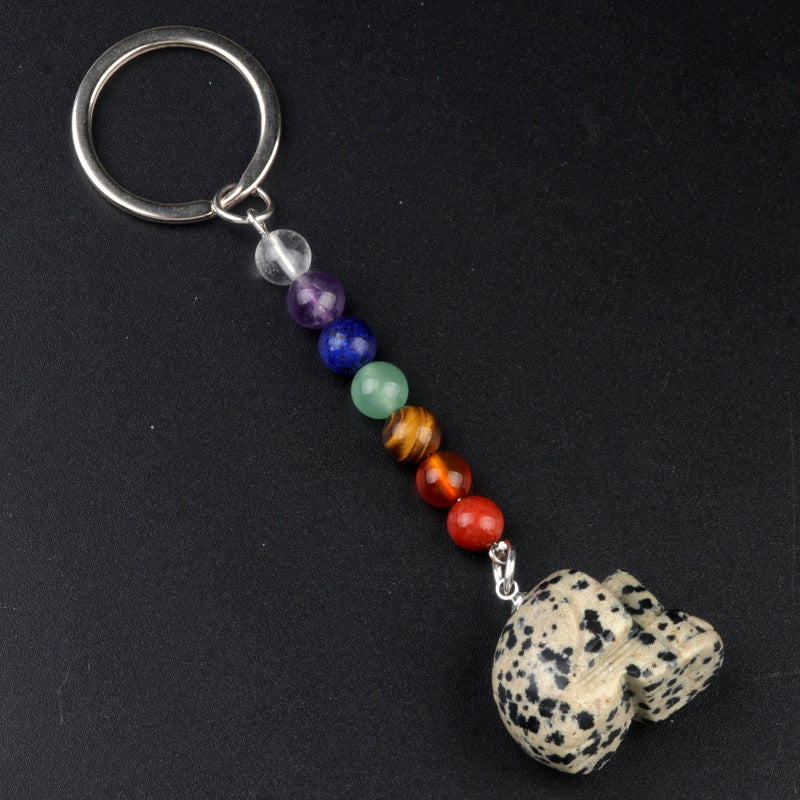 1470-Natural crystal agate skull keychain pendant carved ghost head about 1 inch small skull Halloween