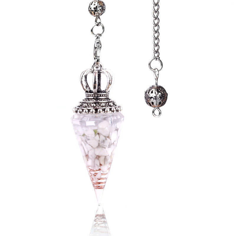 1645 - Soul Pendulum Crystal Chip Resin Pendulum, Hexagonal Prism Chakra Pendulum, Cross-Border Jewelry