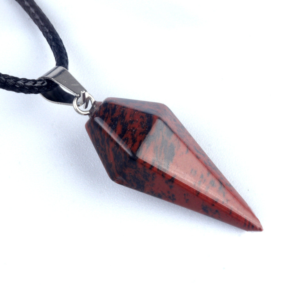 748-Natural Crystal Pendant Hexagonal Prism Conical Six-Sided Rhombus Pendulum