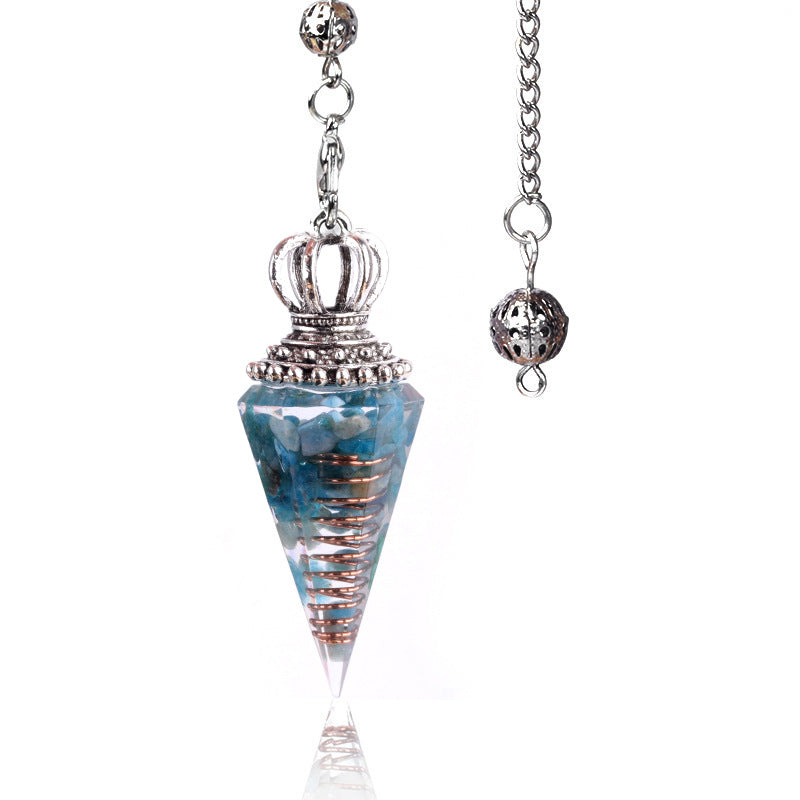 1645 - Soul Pendulum Crystal Chip Resin Pendulum, Hexagonal Prism Chakra Pendulum, Cross-Border Jewelry