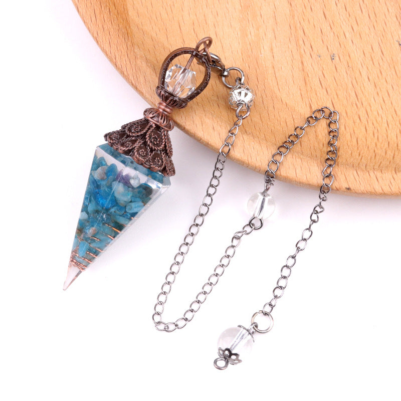 1630 - Resin Crystal Chip Pendulum, Crystal Agate Epoxy Hexagonal Prism Pendant, European & American Cross-Border Trade