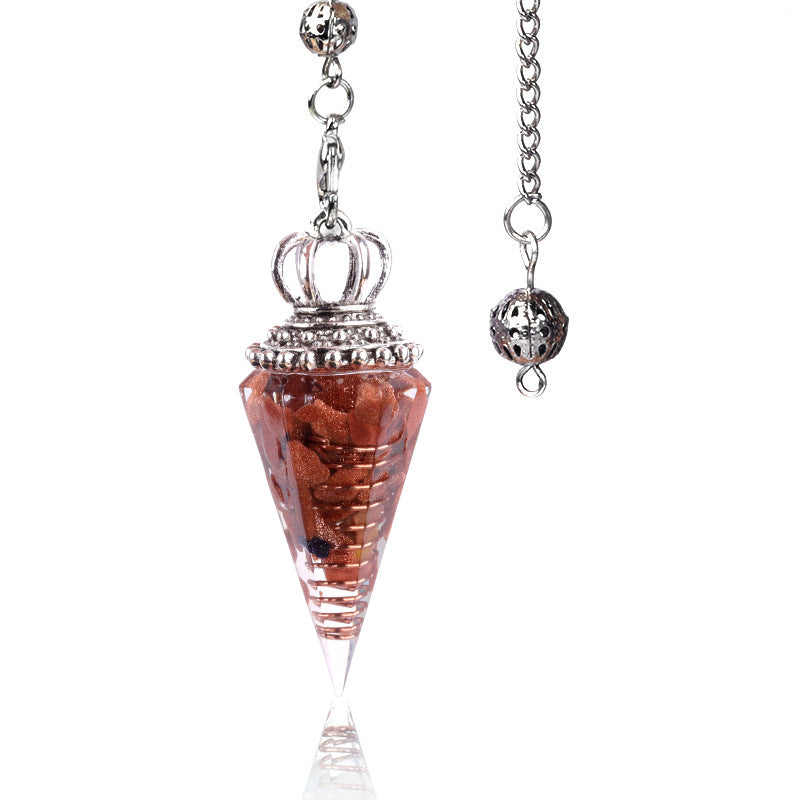 1645 - Soul Pendulum Crystal Chip Resin Pendulum, Hexagonal Prism Chakra Pendulum, Cross-Border Jewelry