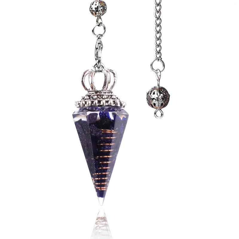 1645 - Soul Pendulum Crystal Chip Resin Pendulum, Hexagonal Prism Chakra Pendulum, Cross-Border Jewelry