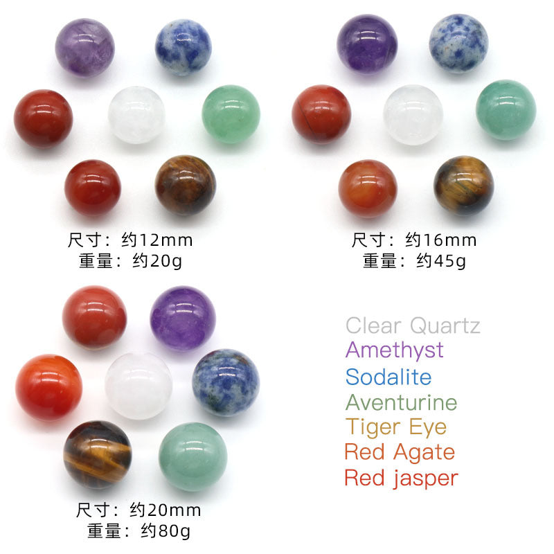 1355-12mm16mm20mm ball set natural crystal agate colorful stone ball set 7 pieces