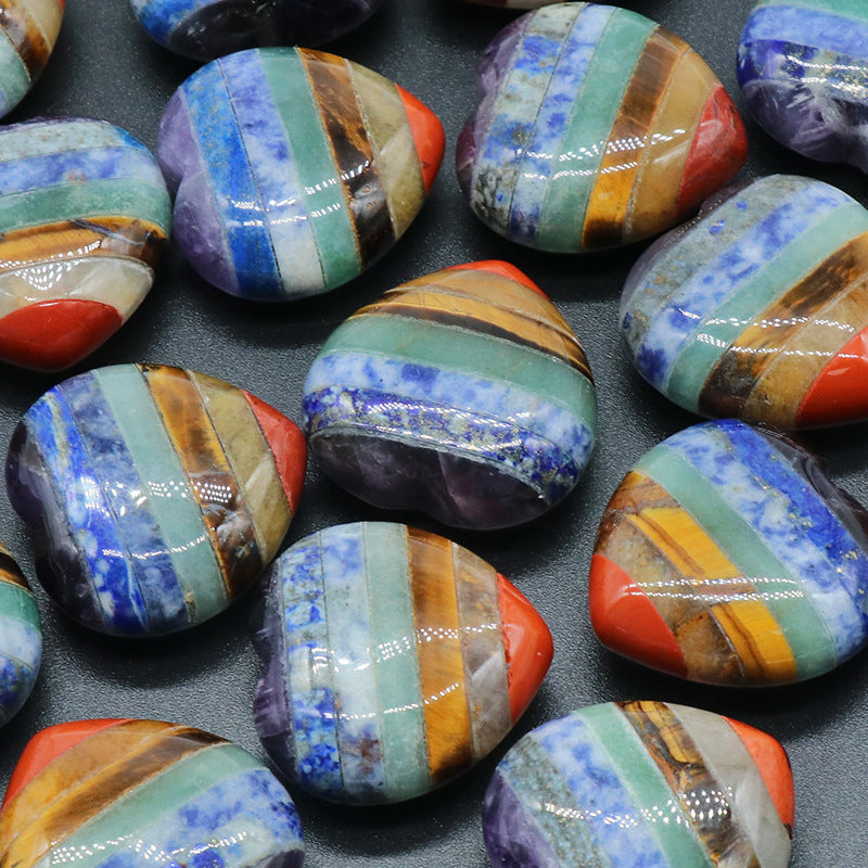 1057-Natural crystal agate stone colorful love 30mm no hole splicing crafts love small ornaments