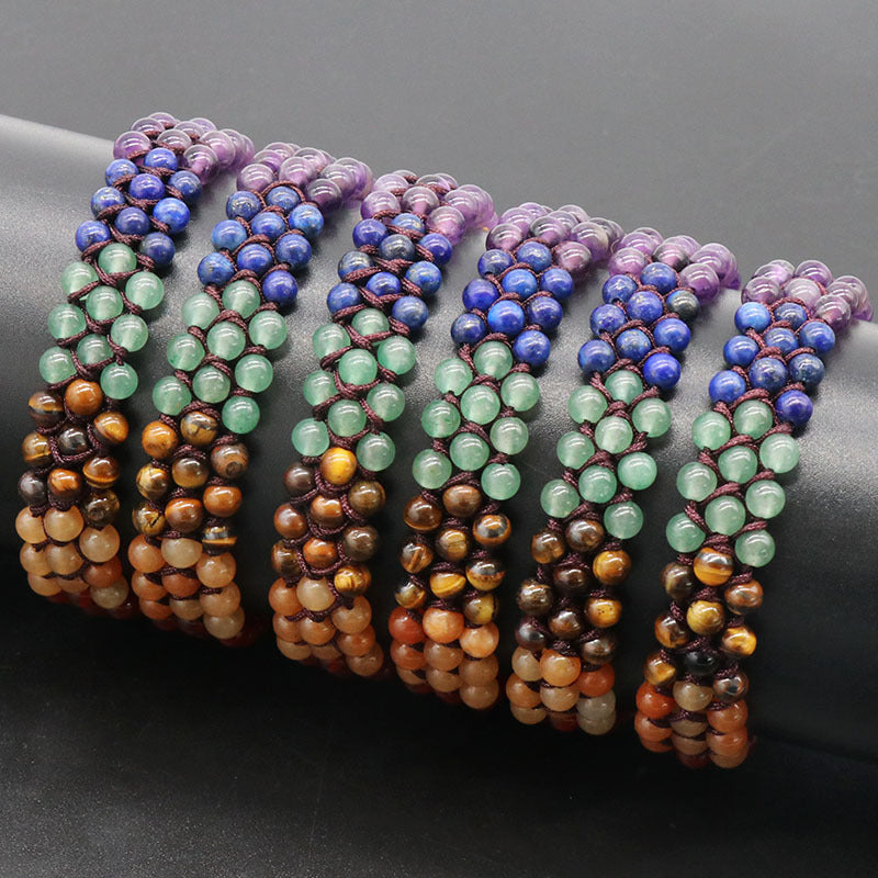 1168-Natural crystal agate colorful braided bracelet Chakra bracelet Cross-border foreign trade jewelry bracelet