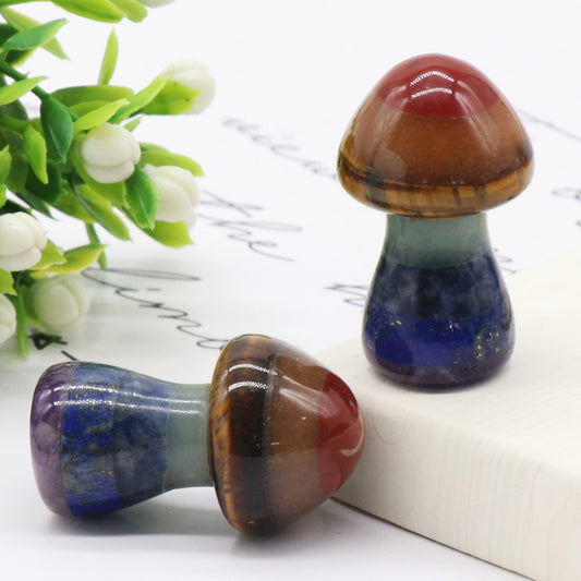 1224-Colorful Mushroom Natural Crystal Colorful Splicing Craft 21X35mm Mushroom Stone Ornaments Wholesale