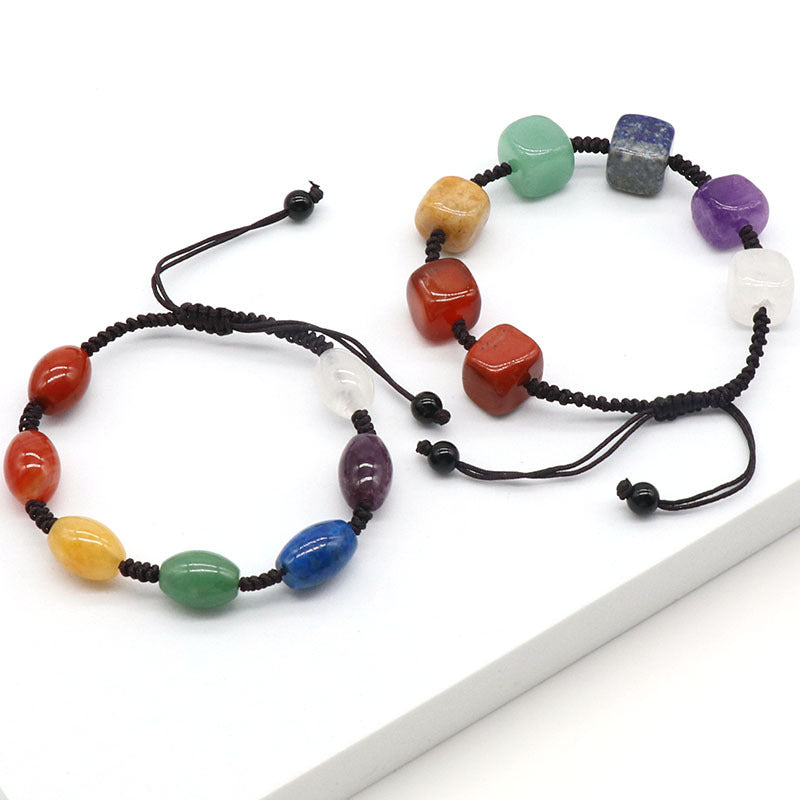 1230-Colorful square rice beads braided bracelet Natural crystal agate colorful bracelet Cross-border jewelry