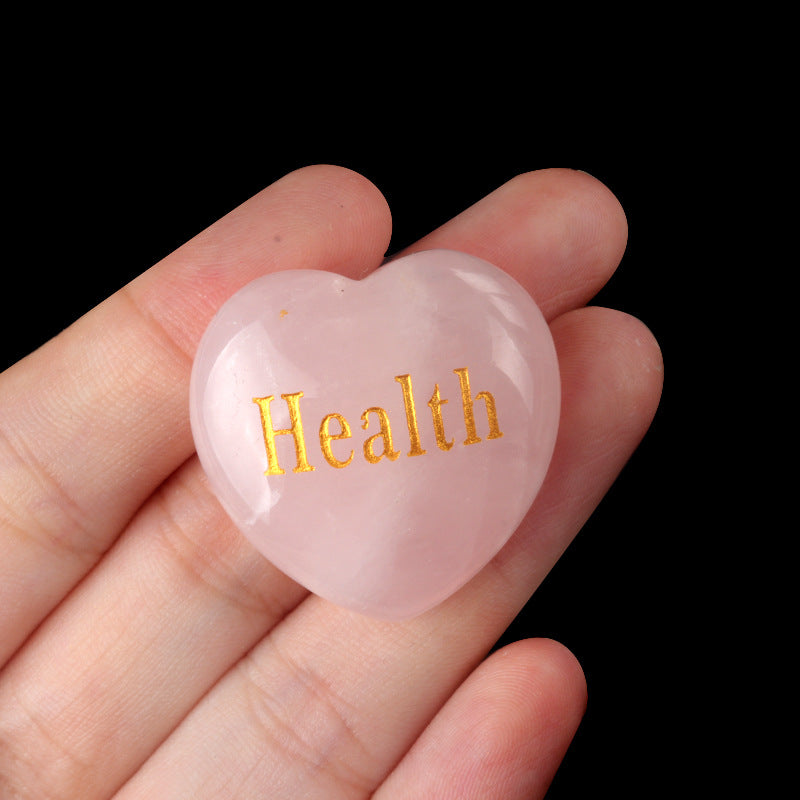 1684-Inspirational Stones Natural Pink Crystal Power Stone 30mm Love Inspiration Stone 15 Words