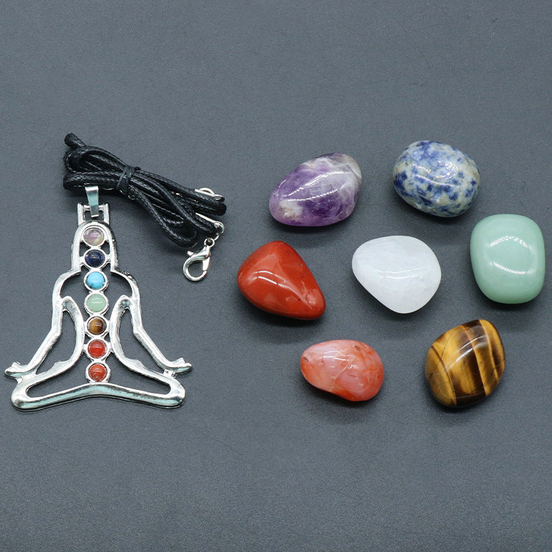 1297-Natural crystal amorphous rolling stone irregular colorful stone figurine angel colorful stone set