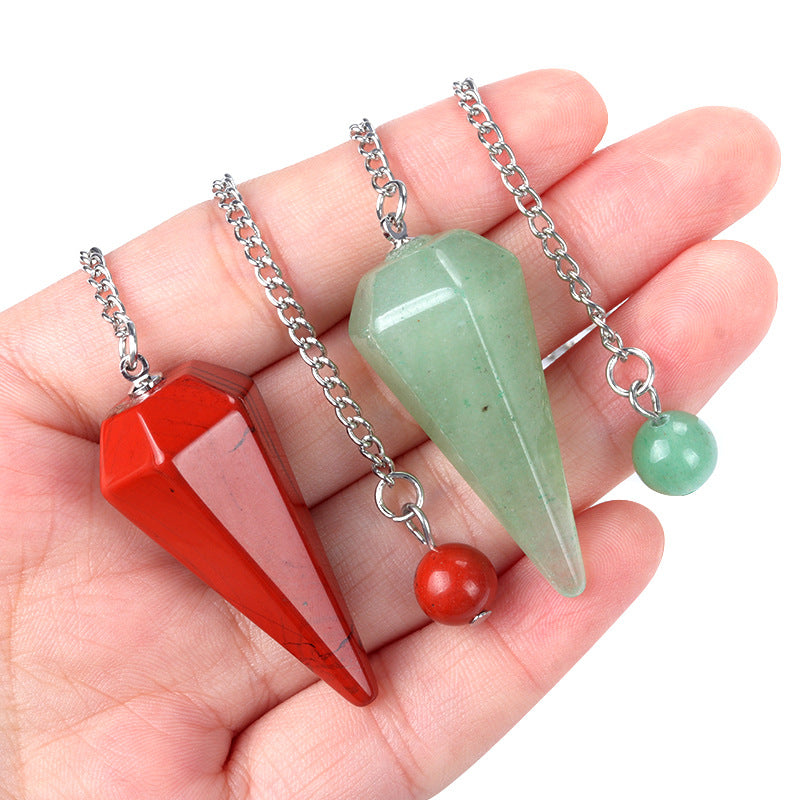 1749-38mm pendulum natural crystal stone pendulum polished hexagonal column pendant diy cross-border supply wholesale